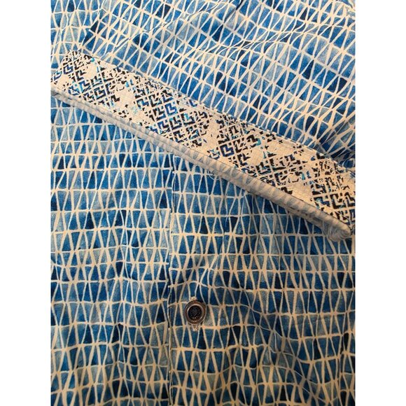 Robert Graham NWT Blue Shirt Pine Bluff Contrasting Shortsleeve Button Large - Picture 5 of 5